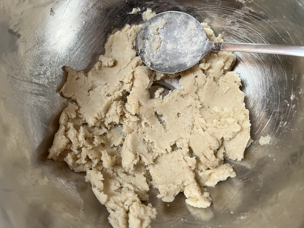 Banana mixture mixed in with the flours