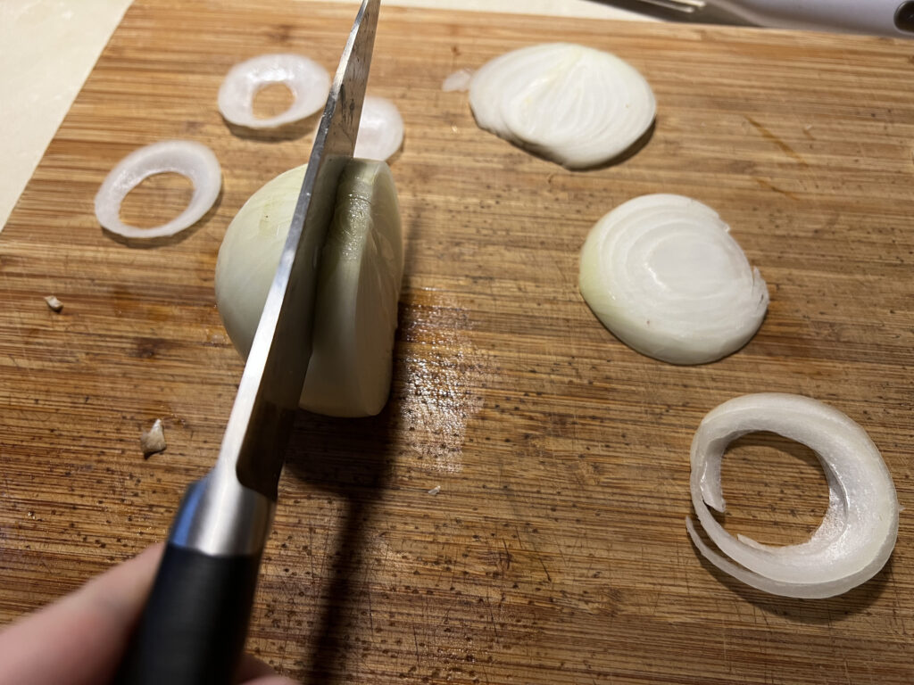 Cutting up onion