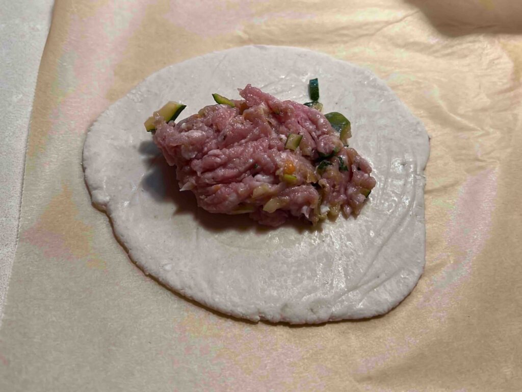 Wrapper with meat mixture