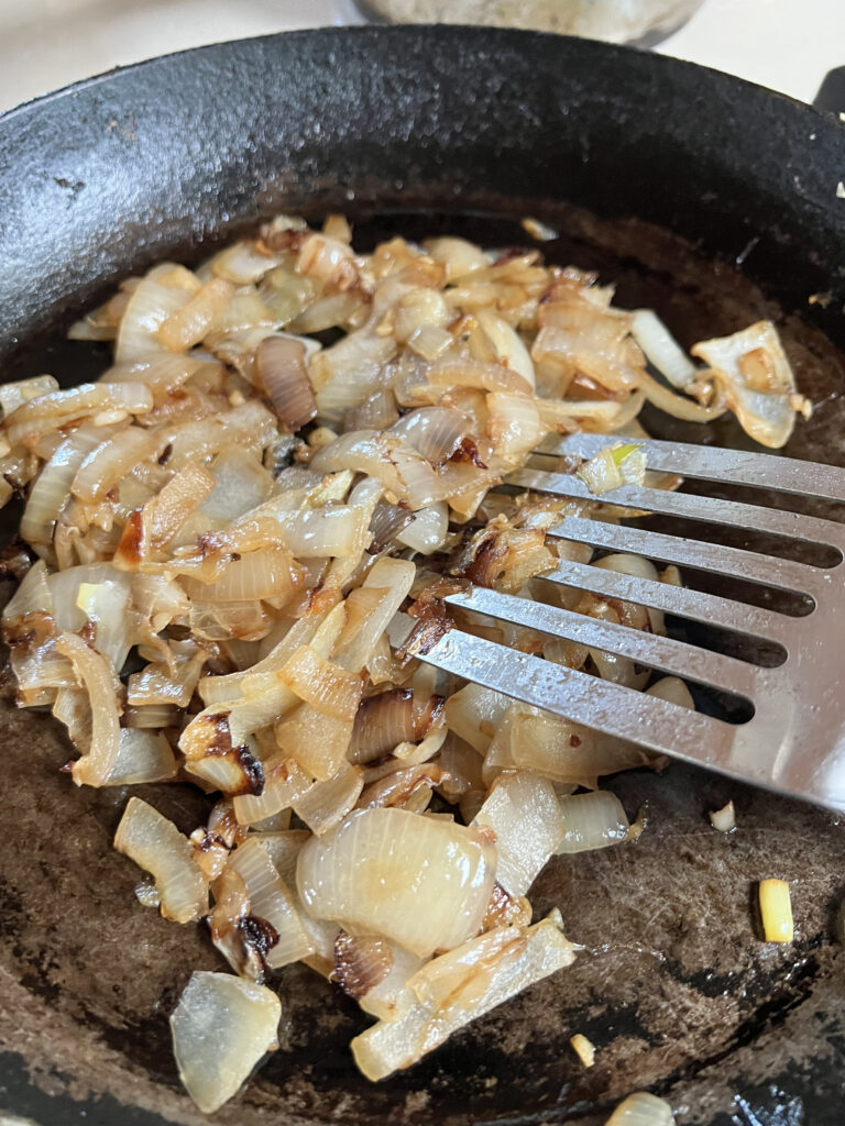 Cooking the onions