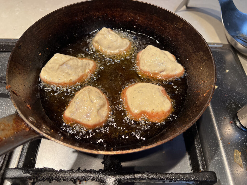 Cooking in a frying pan