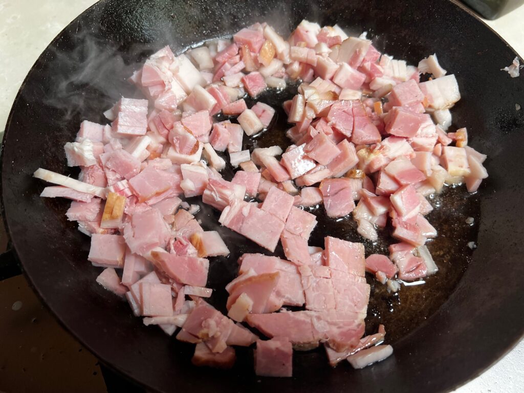 Cooking the bacon