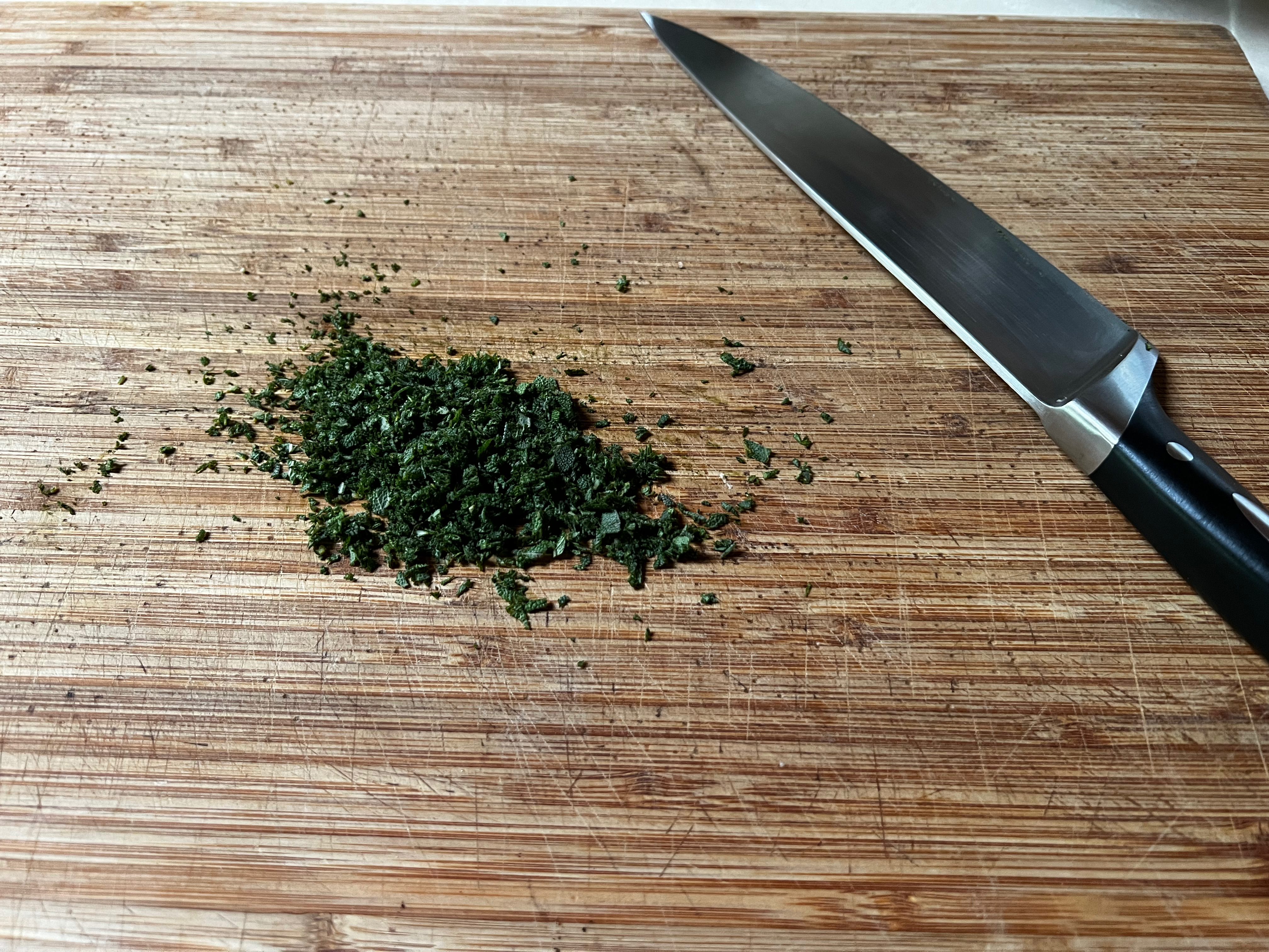 Fresh herbs chopped up