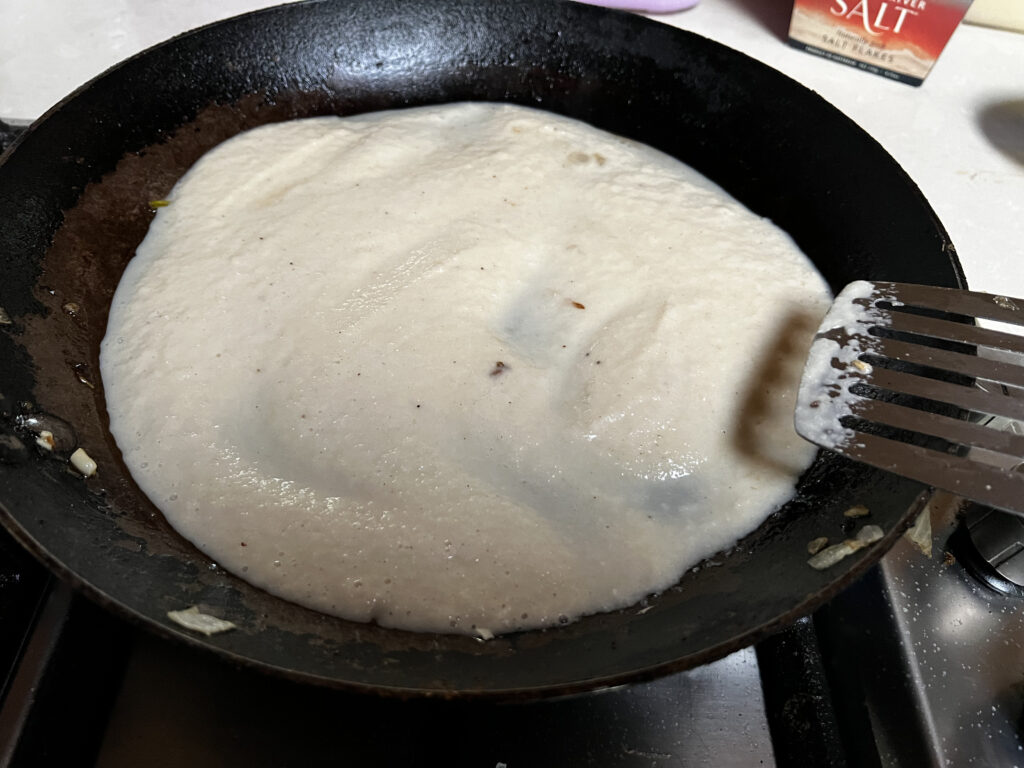 Mixture in frying pan