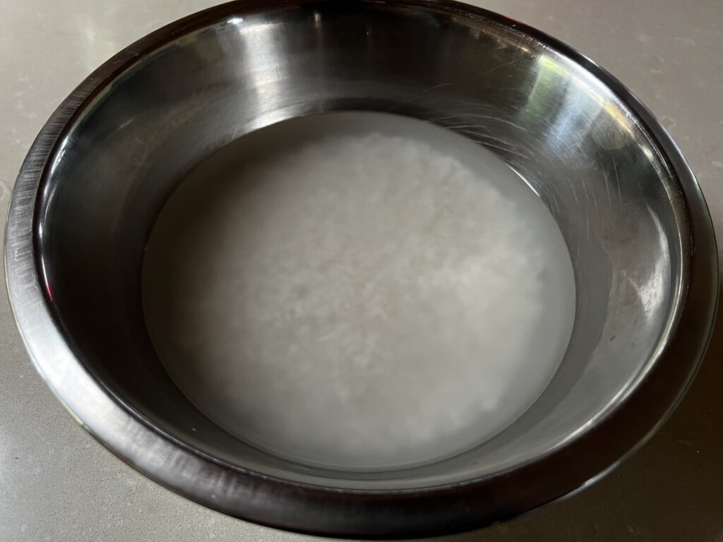 Rice soaking in water
