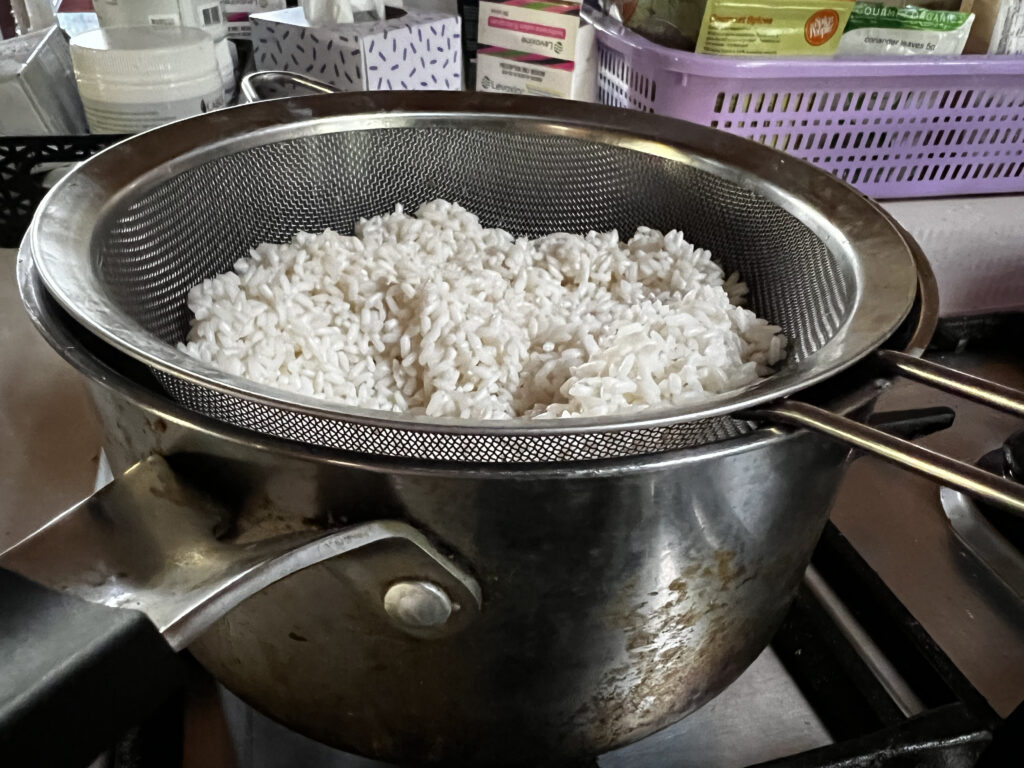 Steaming rice