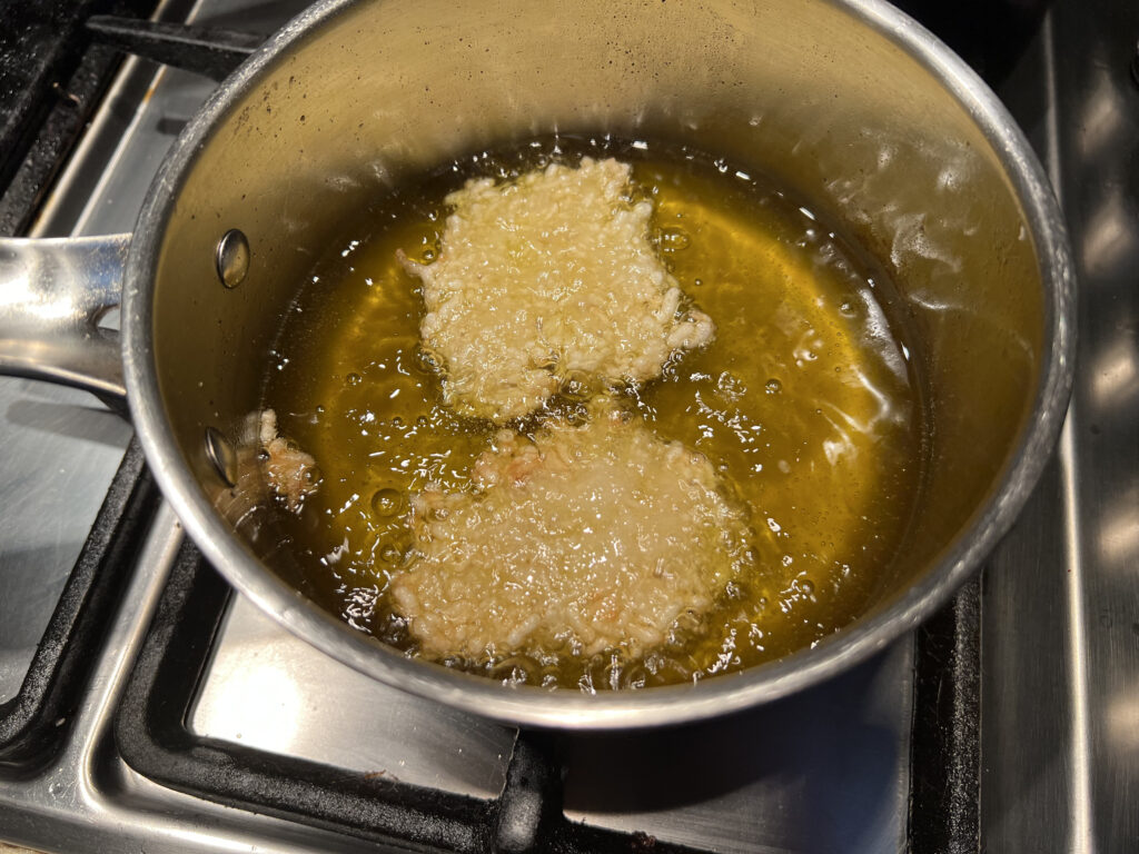 Frying in olive oil
